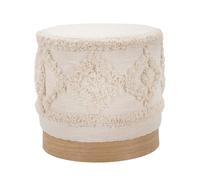 Mauro ferretti Pouf rond tissu bohème - Beige