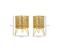 Mauro Ferretti Vase Piny Lot de 2 métal doré 16x20 et 13x20 cm