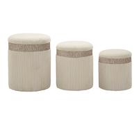 Mauro ferretti Set de 3 poufs coffres ronds - Crème