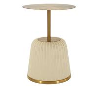 Mauro Ferretti Table basse Egle Blanc Ø 40 x 55 cm Métal et PU Gold