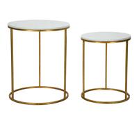 Mauro ferretti table d’appoint ronde - doré et blanc