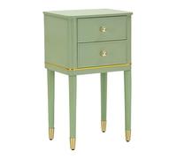Paris Prix – Table de chevet Camille – 2 tiroirs, 71 cm – Vert & Or