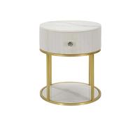 Mauro Ferretti Table de chevet Montpellier avec tiroir et étagère Crème 48 cm