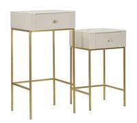 Mauro Ferretti Tables hautes carrées en MDF et métal crème et or 90 x 45 x 45 cm