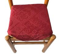 mauro Lot de 6 galettes de Chaise à Rabats - Coussins de Chaise Cuisine - Couleur Rouge/Bordeaux - Tissu Jacquard Matelasse - avec Rabat - avec Fermeture éclair - 40 x 40 cm
