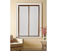 mauro Paire Droite Passe Tringle Vitrage pour fenêtre et Porte Largeur 35/45/50/55/60/65/70/80/90 voilages prêt-à-Poser-Tissu Effet Lin Blanc naturela- Y - fenêtre 90X135 cm
