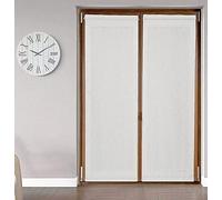 mauro Paire Droite Passe Tringle Vitrage pour fenêtre et Porte Largeur 35/45/50/55/60/65/70/80/90 voilages prêt-à-Poser-Tissu Effet Lin Blanc naturela- X - Porte 90X225 cm