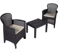 ProGarden Set de jardin 3 pièces avec coussin Akita Anthracite
