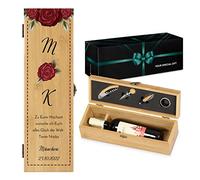 Maverton Boîte à vin avec le kit du sommelier | Cadeau d'accessoires pour le vin, Set sommelier personnalisé, Cadeau pour couple et pour époux, couple