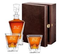 Maverton Carafe et 2/4 / 6 verres - Avec motif décoratif - Ensemble personnalisé pour homme - Set élégant pour lui - Ensemble à whisky au design unique - Pour connaisseur - Simplicité