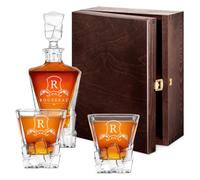 Maverton Carafe et 2/4 / 6 verres - Avec motif décoratif - Ensemble personnalisé pour homme - Set élégant pour lui - Ensemble à whisky au design unique - Pour connaisseur - Élégant