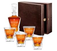 Maverton Carafe et 4/6 verres gravés - Ensemble personnalisé Cadeau Anniversaire Homme - Set élégant pour lui Carafe whisky 950ml au design unique - Verre a whisky - Cadeau Homme connaisseur -Couronne