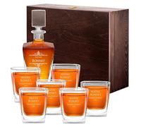 Maverton Carafe et Verres personnalisés - 800ml Bouteille avec 6 Verres à Whisky de 250ml - Accessoires bar pour hommes - Service à Whisky pour papa - pour anniversaire - Maitre
