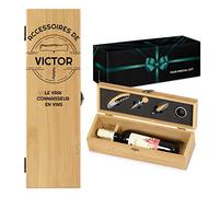 Maverton Coffret à bouteille en bambou, Cadeau d'accessoires pour le vin, Set sommelier personnalisé, Cadeau pour chaque homme - connaisseur