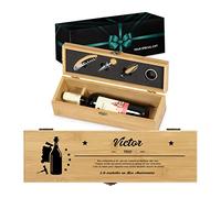 Maverton Coffret à bouteille en bambou, Cadeau d'accessoires pour le vin, Set sommelier personnalisé, Cadeau pour chaque homme - saveur