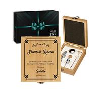 Maverton Coffret du sommelier - Cadeau d'accessoires pour le vin - Set sommelier personnalisé - Pour homme - Cadeau Noel - Coffret gravé pour lui - Cadeau Noel - secret