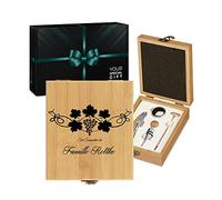 Maverton Coffret du sommelier - Cadeau d'accessoires pour le vin - Set sommelier personnalisé - Pour homme - Coffret gravé pour lui - cépage