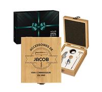Maverton Coffret du sommelier - Cadeau d'accessoires pour le vin - Set sommelier personnalisé - Pour homme - Coffret gravé pour lui - Cadeau Noel - buveur doux