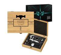 Maverton Coffret du Sommelier, Ensemble d'Accessoire pour Le Vin - Cadeau Anniversaire Homme - Cadeau Homme - Cadeau personnalisé - avec Impression - Cadeau Noel - cru millésimé