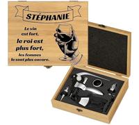 Maverton Coffret du Sommelier Personnalisable pour Homme, Tire Bouchon | Accessoires Vin avec la boîte gravée, Cadeau pour Chaque Femme, avec Personnalisation, Fort