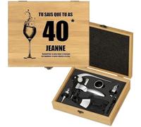 Maverton Coffret du Sommelier Personnalisable pour Homme, Tire bouchon | Accessoires Vin avec la boîte gravée, Cadeau pour Chaque Femme, avec Personnalisation, Toast
