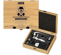 Maverton Coffret du Sommelier Personnalisable pour Homme, Tire Bouchon | Accessoires Vin avec la boîte gravée, Cadeau pour Chaque Femme, avec Personnalisation, Anniv