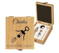Maverton Coffret sommelier personnalisé, Cadeau d'accessoires pour le vin | Set sommelier personnalisé, Pour homme, Coffret gravé pour lui, Cadeau Noel, bouchon