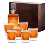 Maverton Ensemble à Whisky personnalisé - 81 arafe et 2/4/6 Verres avec Gravure pour Hommes - Cadeau Personnalisé - pour Gentlemen - Idee Cadeau Homme - pour Anniversaire - Maitre