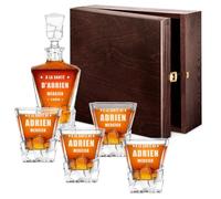 Maverton Ensemble à whisky pour homme - Avec motif décoratif - Décanteur et 4/6 verres gravés - Set élégant pour lui - Ensemble à whisky au design unique avec personnalisation - Santé