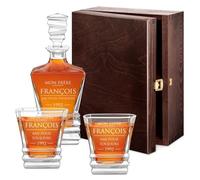 Maverton Ensemble à whisky pour homme - Motif géométrique - Décanteur et 2/4 / 6 verres gravés - Set élégant pour lui - Ensemble à whisky avec personnalisation - Carafe et verres uniques - Frère