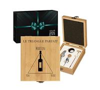 Maverton Ensemble d'accessoires pour vin - Coffret en Bois de Bambou - Accessoires Vin avec la boîte gravée pour elle - Pour femme - Avec personnalisation - Triangle