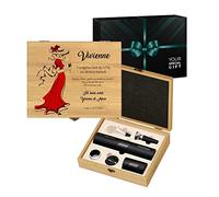 Maverton Ensemble d'accessoires pour vin pour femme - Set a vin dans coffret en Bois de Bambou - Boîte personnalisée - Jeu d'Accessoires pour Vin pour elle - Pour anniversaire - ROBE