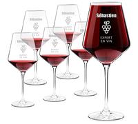 Maverton Ensemble de 6 Verres à Vin en Cristal pour l’homme - Verres Personnalisés à Vin Rouge et Blanc - Cadeau d’anniversaire pour amateur de vin - Raisin