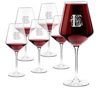 Maverton Ensemble de 6 Verres à Vin en Cristal pour l’homme - Verres Personnalisés à Vin Rouge et Blanc - Cadeau d’anniversaire pour amateur de vin - Lettrine