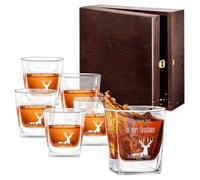 Maverton Ensemble de 6 Verres à whisky pour proches - Cadeau pour connaisseurs de whisky - Un cadeau personnalisé de Noël - Cadeau pour famille - Cerf