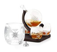 Maverton Ensemble de Carafe avec 4 Verres Gravés - Cadeau couples - 850 ml Carafe Globe - Windrose