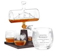 Maverton Ensemble de Carafe et 4 Verres à Whisky Gravés - 1000 ML Original Carafe - Cadeau - Maître