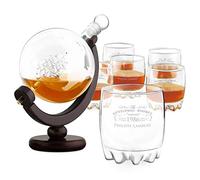 Maverton Ensemble de Carafe Globe avec 6 verres gravés - Whiskey Set personnalisé - Cadeau d’anniversaire pour homme - Décanteur et verres - gentleman