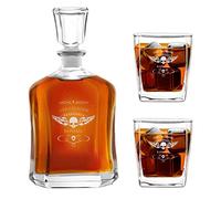 Maverton Ensemble de Carafes Personnalisés a Whisky Rhum Cognac Avec 2/4 / 6 Verres a Whisky Gravés pour homme - 700 ml Service Universel Verre Whisky et Carafe - Living Legend
