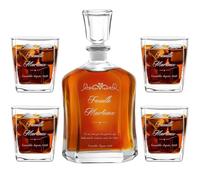 Maverton Ensemble de Carafes Personnalisés a Whisky Rhum Cognac Avec 4/6 | Verres a Whisky Gravés pour couple, 700 ml Service Universel Verre Whisky et Carafe, Famille