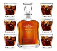 Maverton Ensemble de Carafes Personnalisés a Whisky Rhum Cognac Avec 6 Verres a Whisky Gravés - 700 ml Service Universel Verre Whisky et Carafe - Cadeau Noel - Magister