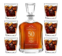 Maverton Ensemble de Carafes Personnalisés a Whisky Rhum Cognac Avec 6 Verres a Whisky Gravés - 700 ml Service Universel Verre Whisky et Carafe - Cadeau Noel - Ans