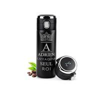 Maverton Gourde Isotherme Personnalisable - Mug hermétique 400ml avec gravure - Cadeau Homme - pour café - thé - Bouteille Isotherme avec afficheur LED - Cadeau Anniversaire Homme - roi