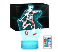 Maverton Lampe de chevet personnalisée foot 3D LED RGB 16 Couleurs - Maillot de l'Équipe Nationale Personnalisé - Football Enfant, Cadeau Garçon 10-12 ans Pour les Fans de Football, Pour les Hommes