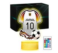 Maverton Lampe de chevet personnalisée foot 3D LED RGB 16 Couleurs - Maillot de l'Équipe Nationale Personnalisé - Football Enfant, Cadeau Garçon 10-12 ans Pour les Fans de Football, Pour les Hommes