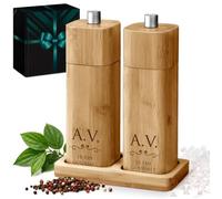 Maverton Moulin a Poivre et Moulin a Sel en Bambou Personnalisable pour elle - Idee Cadeau Femme avec impression - Salière et Poivrière 50x50x152mm - Cadeau Personnalisé avec Coffret - fin gourmet