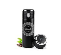 Maverton Mug de voyage personnalisé - Bouteille isotherme 400 ml - Tasse en inox avec Afficheur de température LED - Thermos gravé pour femme - anniversaire - pour elle - Ornament
