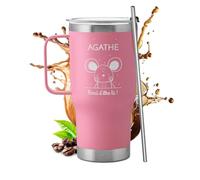 Maverton Mug Isotherme avec Paille en Acier Inoxydable | Mug Personnalisé Rose 600 ml, Cadeau Personnalisé pour Copine Petit-Amie, Cadeau pour la Saint-Valentin Femme merci