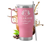 Maverton Mug Isotherme avec Paille en Acier Inoxydable - Mug Personnalisé Rose 600 ml - Cadeau Personnalisé pour Copine Petit-Amie - Cadeau pour la Saint-Valentin Femme copine