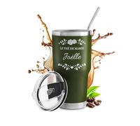Maverton Mug Isotherme Cafe 800 ml - Gobelet avec paille et couvercle Vert en Acier Inoxydable - Garde Chaud 6h / Froid 10h - Cadeau Personnalisé pour Grand-Mère - Cadeau Mamie